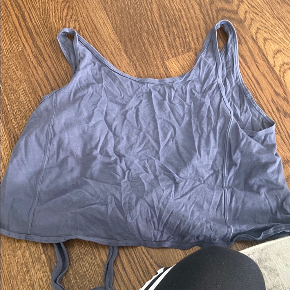 Blue crop top with tie in back